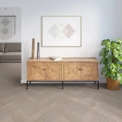 Home Wood Flooring Store 25 Liberty Floors Grey Mist Oak - Manor Herringbone Parquet 14mm Engineered Real Wood Flooring (249870)